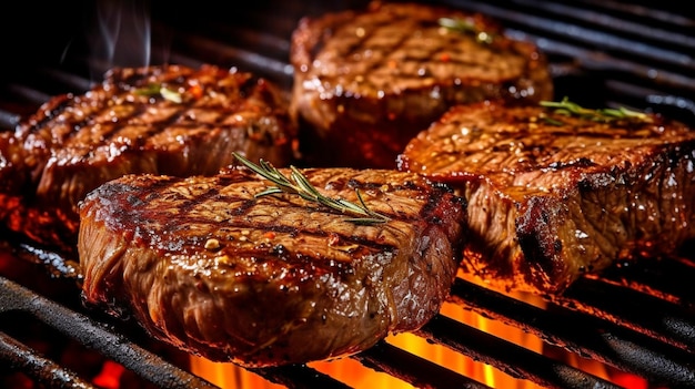 Steaks de bœuf grillés à l'IA générative