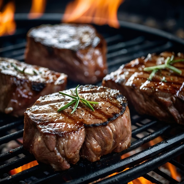 Photo steaks de bœuf grillés