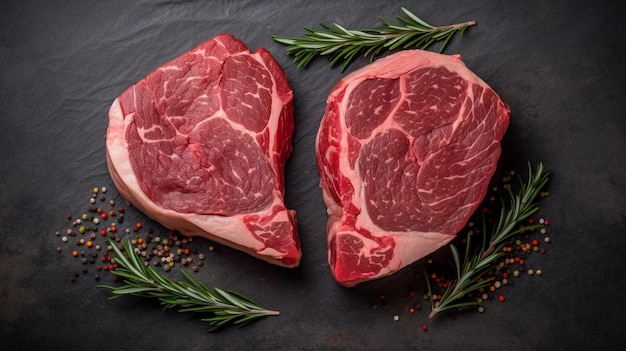 Steaks de côtes de bœuf crues et séchées en forme de cœur cote de boeu