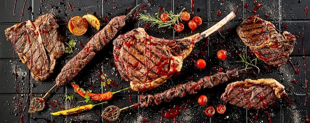 Steaks grillés recouverts de sauce tomate placés sur la table