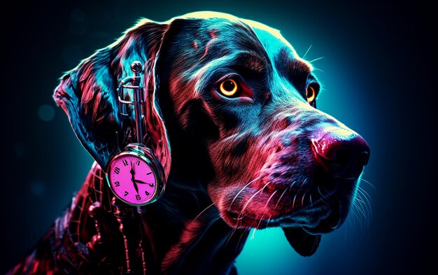 Steampunk Essence Closeup du chien avec des vibrations sombres