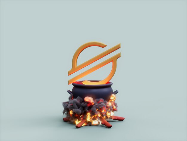 Stellar Cauldron Fire Cook Crypto Currency Illustration 3D Render