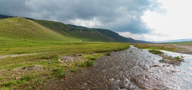 Steppe Kazakhstan, Trans-Ili Alatau, plateau Assy, lit des rivières de montagne