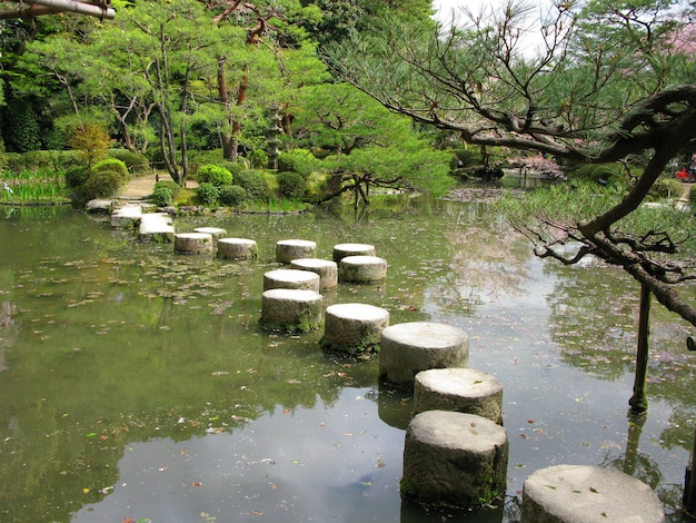 Stepping Stones dans le jardin japonais - Temple Heian, Kyoto, Japon