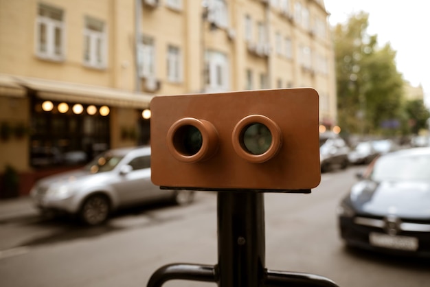 Stéréoscope dans lequel vous pouvez voir une photo de la vieille ville d'un point de vue similaire