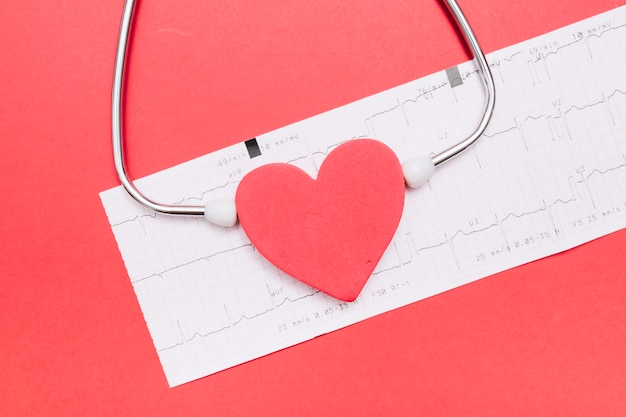 Stéthoscope Close-up près de coeur et cardiogramme