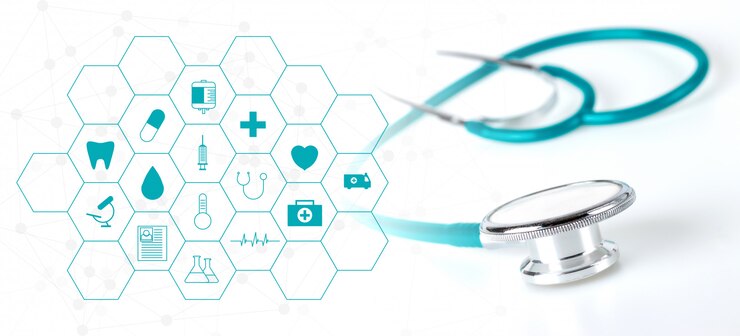 Stéthoscope et icône médicale verte