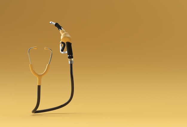 Stéthoscope médical réaliste de rendu 3D avec conception d'illustration de pompe à carburant.