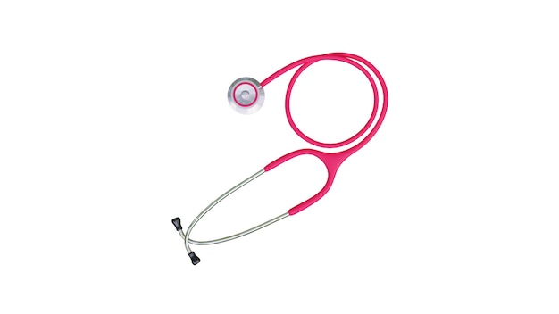 Photo stéthoscope rose sur fond blanc vue de dessus stéthoscope médical sur backgrond blanc