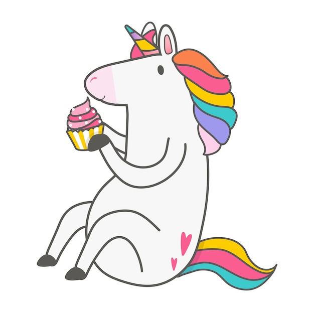 Sticker d'illustration de licorne mignonne à l'arrière-plan transparent