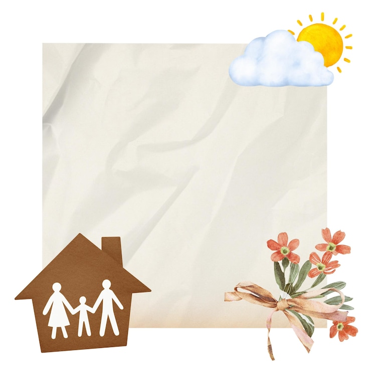 Photo sticker en papier ridé png de la maison fond transparent
