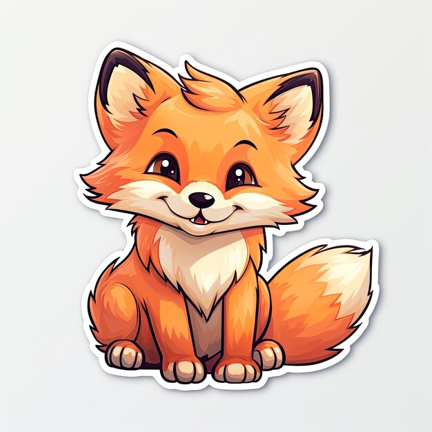 Sticker de renard de dessin animé mignon Illustration vectorielle d'un renard mignon