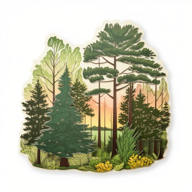 Sticker Savane Forêt De Pins Sur Découpe En Forme De Michigan