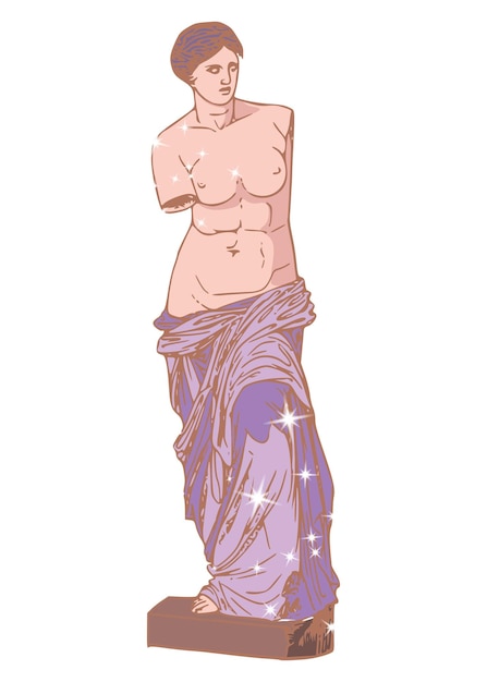 Sticker de la statue de la déesse grecque en png illustration esthétique étincelante fond transparent