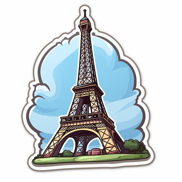 Photo sticker de la tour eiffel sur fond blanc