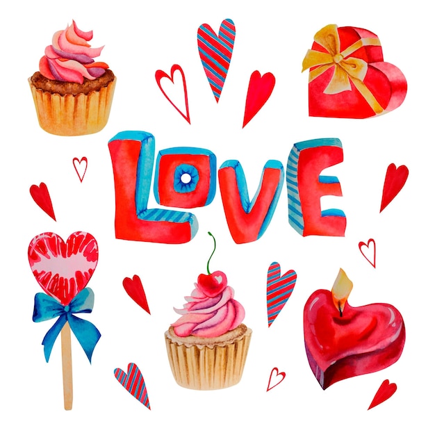 Stickers saint valentin Cupcake bougie un coeur cadeau bonbon Amour