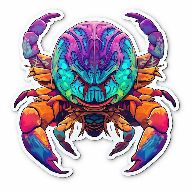 stiker Une illustration détaillée d'une adorable tête de scorpion colorée unique