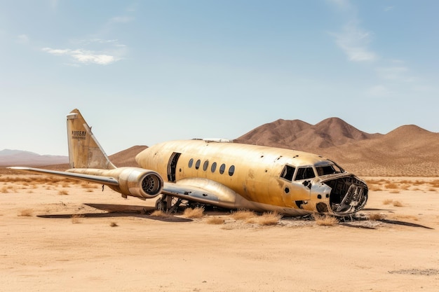 stock photo d'avions abandonnés dans le désert photographie AI générée