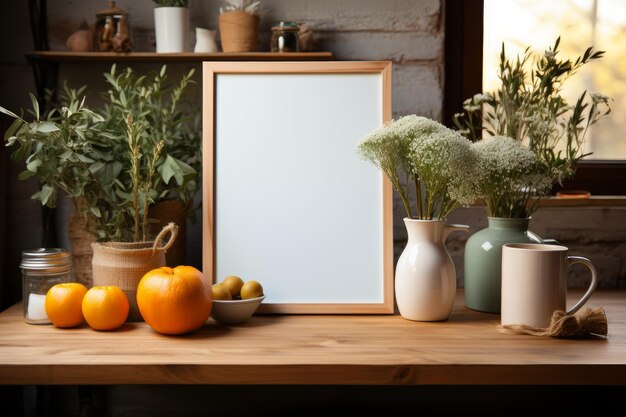 Stock Photo d'une cuisine avec cadre vide pour une maquette