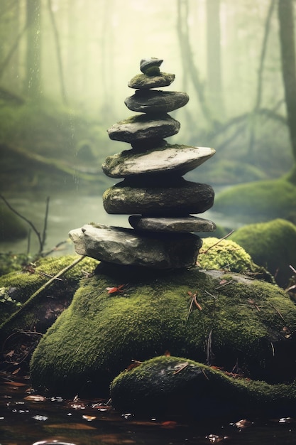 Stock photo d'une illustration de rochers dans la forêt