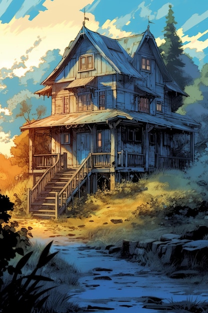 Stock photo d'une petite maison d'anime