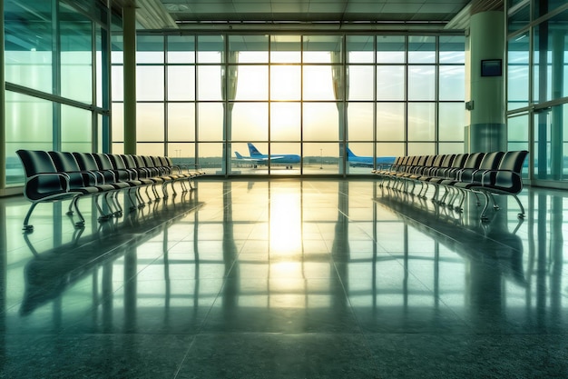 stock photo de photographie d'aéroports de compagnies aériennes vides AI générée