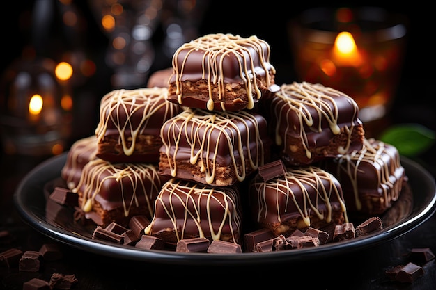 Stock photo de pralines au chocolat en brun foncé