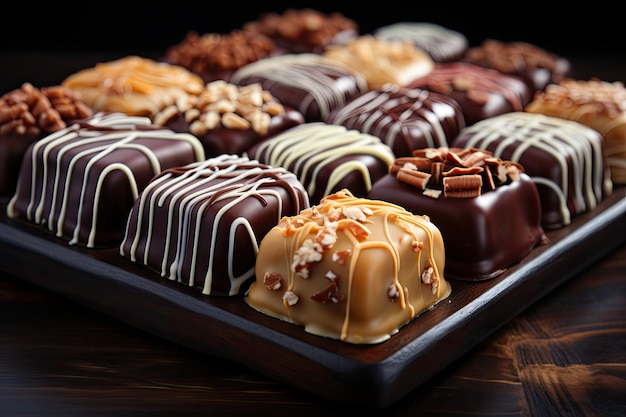Stock photo de pralines au chocolat en brun foncé