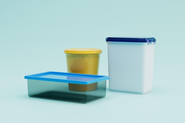 Photo stockage des aliments dans les récipients récipients en plastique alimentaire de différentes tailles et formes