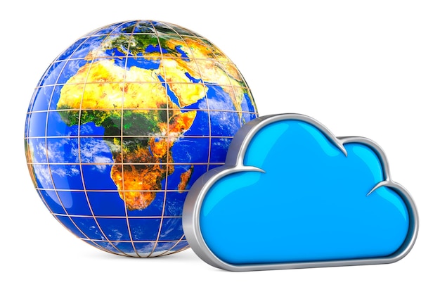 Stockage en nuage avec rendu Earth Globe3D