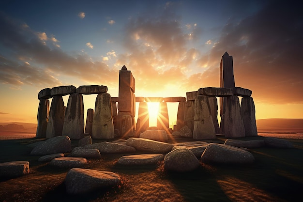 Stonehenge énigmatique à l'aube AI générative