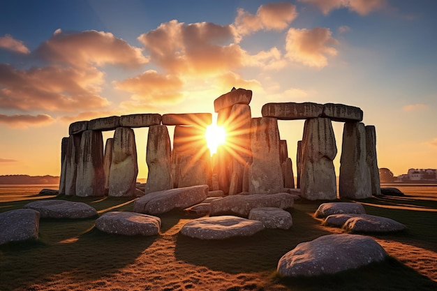 Stonehenge énigmatique à l'aube AI générative