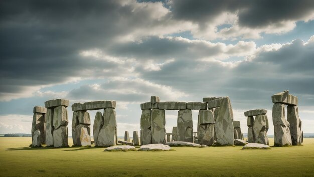 Stonehenge mystique au milieu d'un ciel nuageux