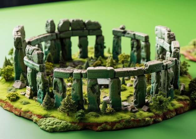 Photo stonehenge wiltshire angleterre avec un vaisseau 3d et un arrière-plan isolé