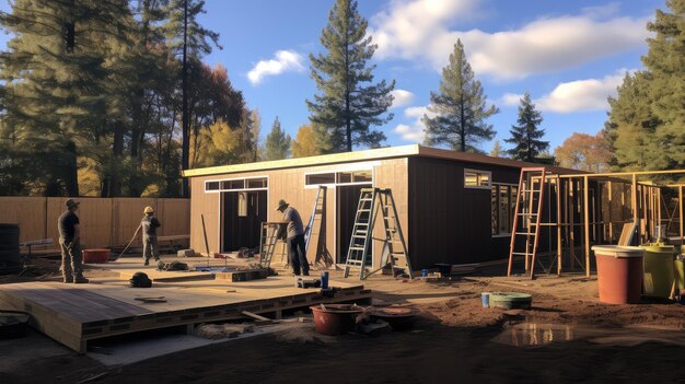 Storge construit une cabane.