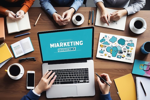 Photo stratégie de marque de marketing numérique concept de média en ligne