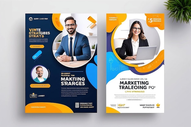 Stratégies de marketing invitation à une bannière de webinar en direct et modèle de message sur les médias sociaux