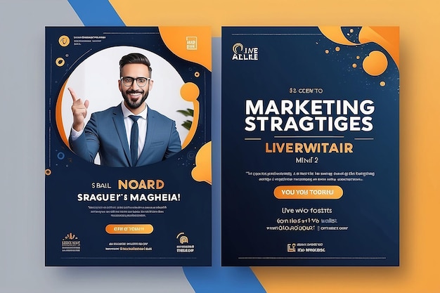 Stratégies de marketing invitation à une bannière de webinar en direct et modèle de message sur les médias sociaux
