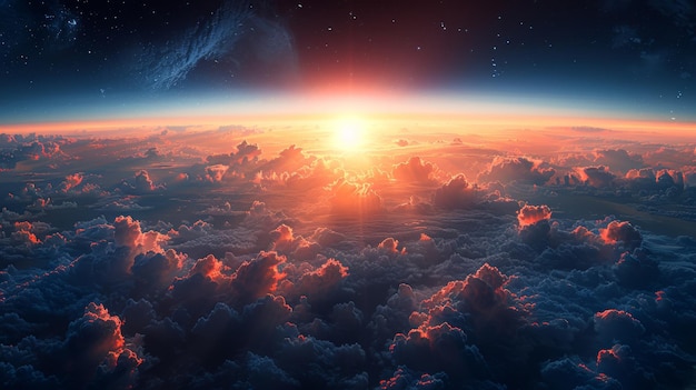 La stratosphère du ciel au coucher du soleil prise d'un avion