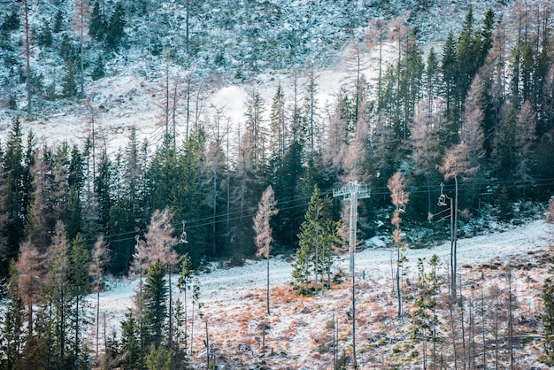 Strbske pleso (station de ski du lac Strbske en hiver avec domaine enneigé des Hautes Tatras.