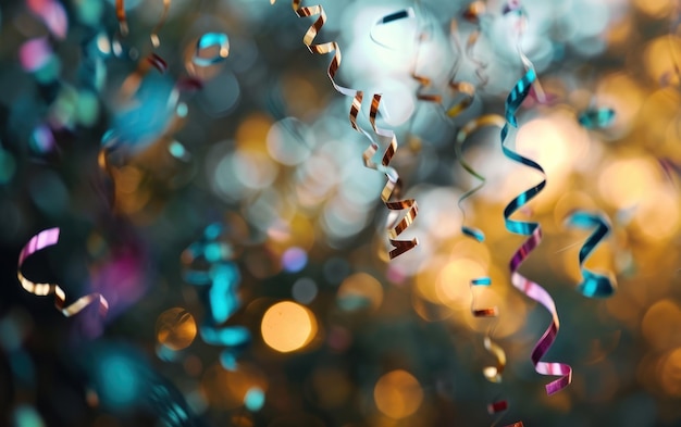 Des streamers tournant dans les airs avec un effet bokeh