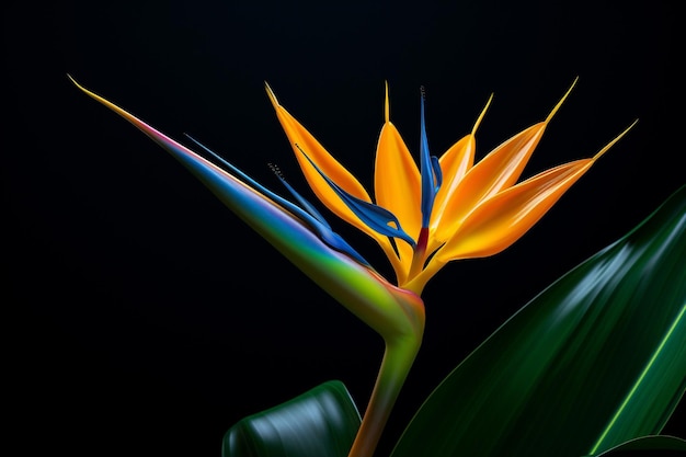 Photo strelitzia à plusieurs fleurs de couleur tropicale