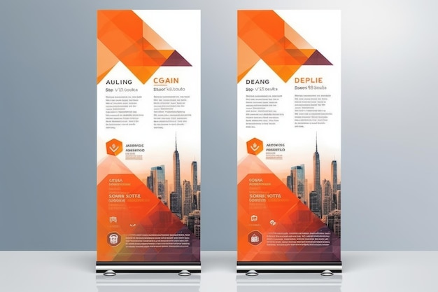 Photo striking business roll up banner et standee design captivant modèle de bannière xstand pour outstan