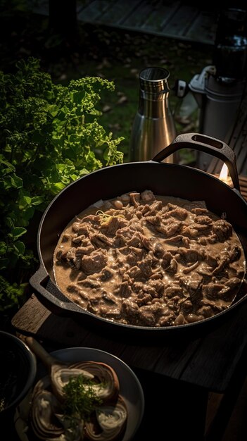 Stroganoff de boeuf allemand avec sauce générative ai