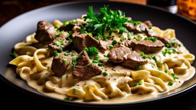 stroganoff de bœuf avec pâtes cuisine russe