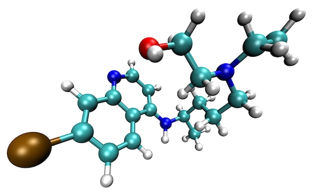 Structure 3D de l'hydroxychloroquine, un médicament en perspective contre la maladie à coronavirus COVID-19 et le paludisme