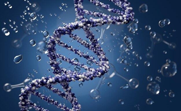 Structure de l'ADN 3D ou technologie des chromosomes à hélice bleue