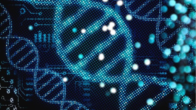 Structure de l'ADN humain en hélice bleue