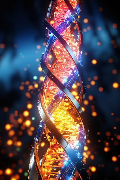 une structure d'ADN avec des lumières colorées