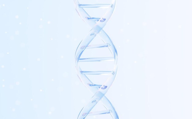 Structure d'ADN en verre transparent rendu 3d